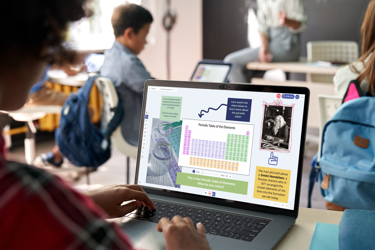 Student engagement using the EE whiteboard on a student laptop