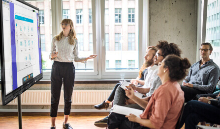 Business Meeting using an ActivPanel. 