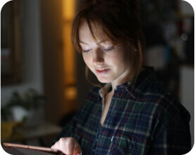 woman using an iPad