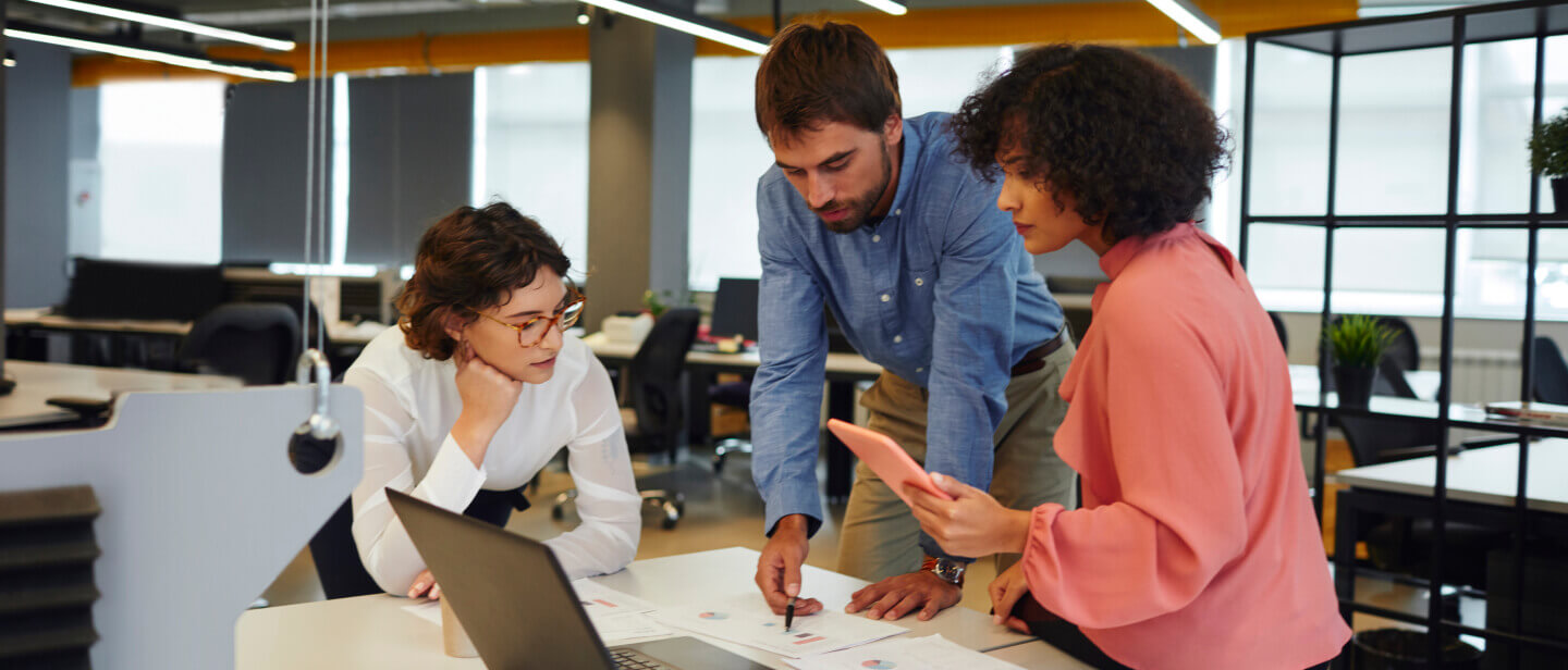 office colleagues working together