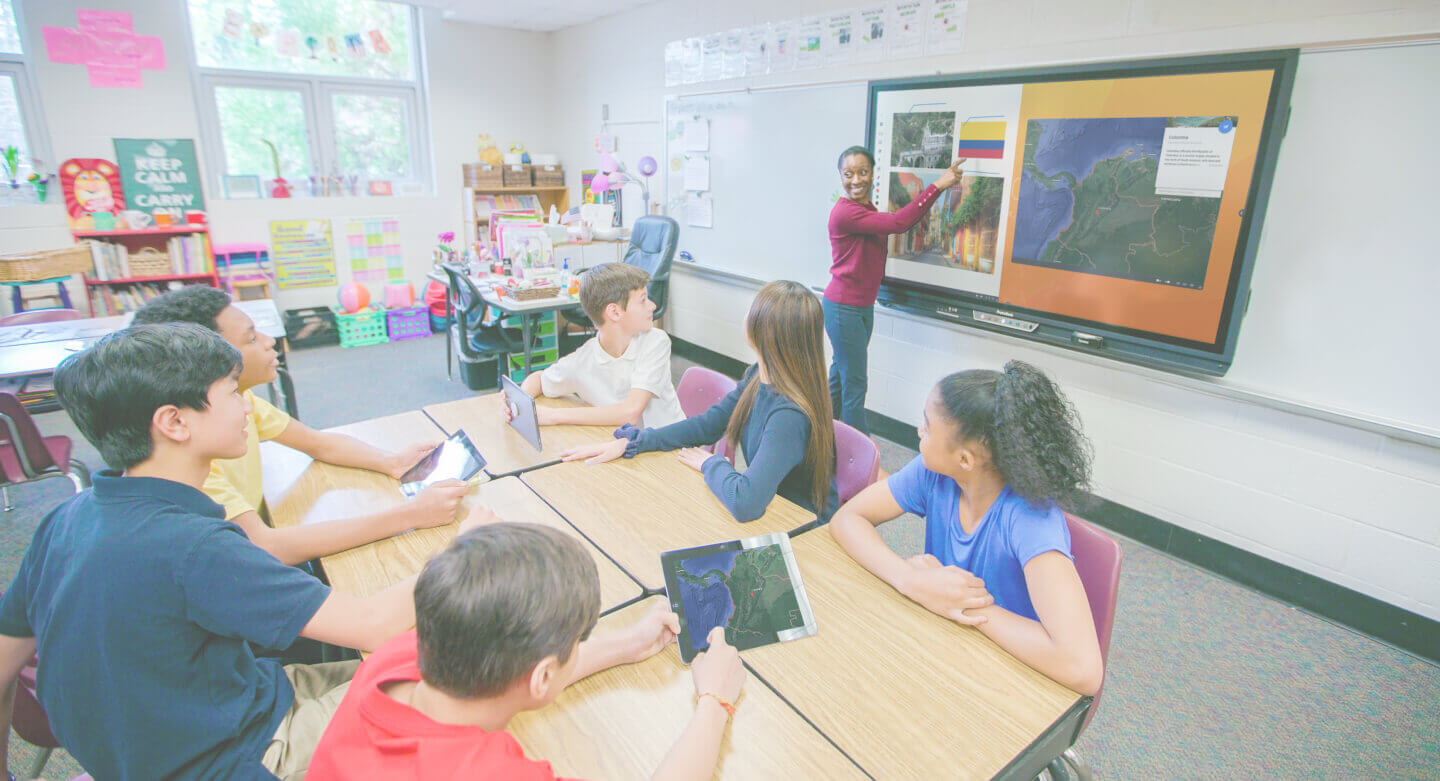 teacher using ActivPanel in the classroom