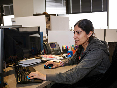 office worker using a computer