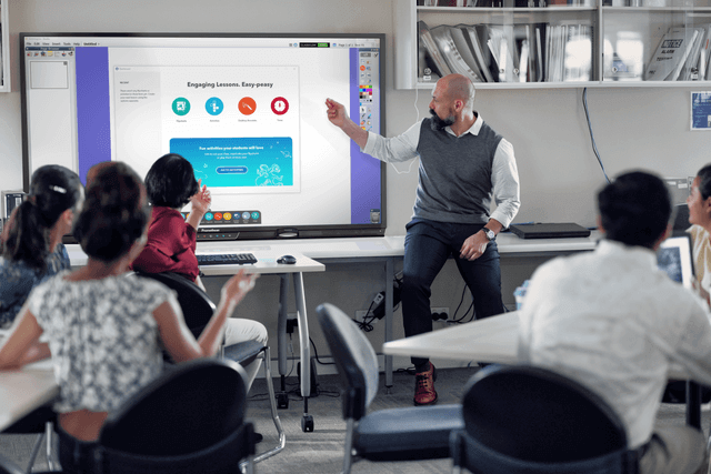teacher using ActivPanel in a classroom lecture