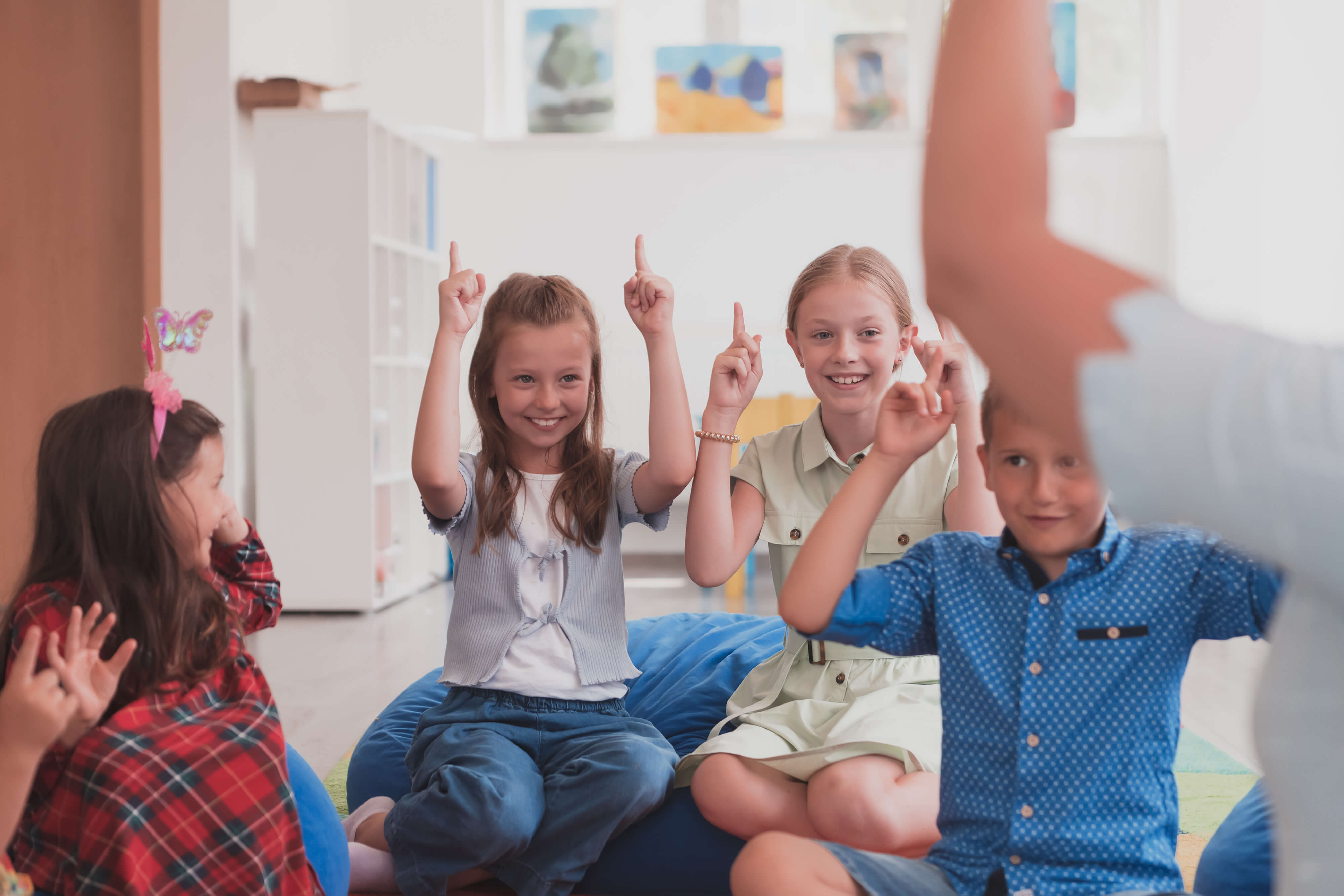 Kinesthetic learning style playing a game in the classroom