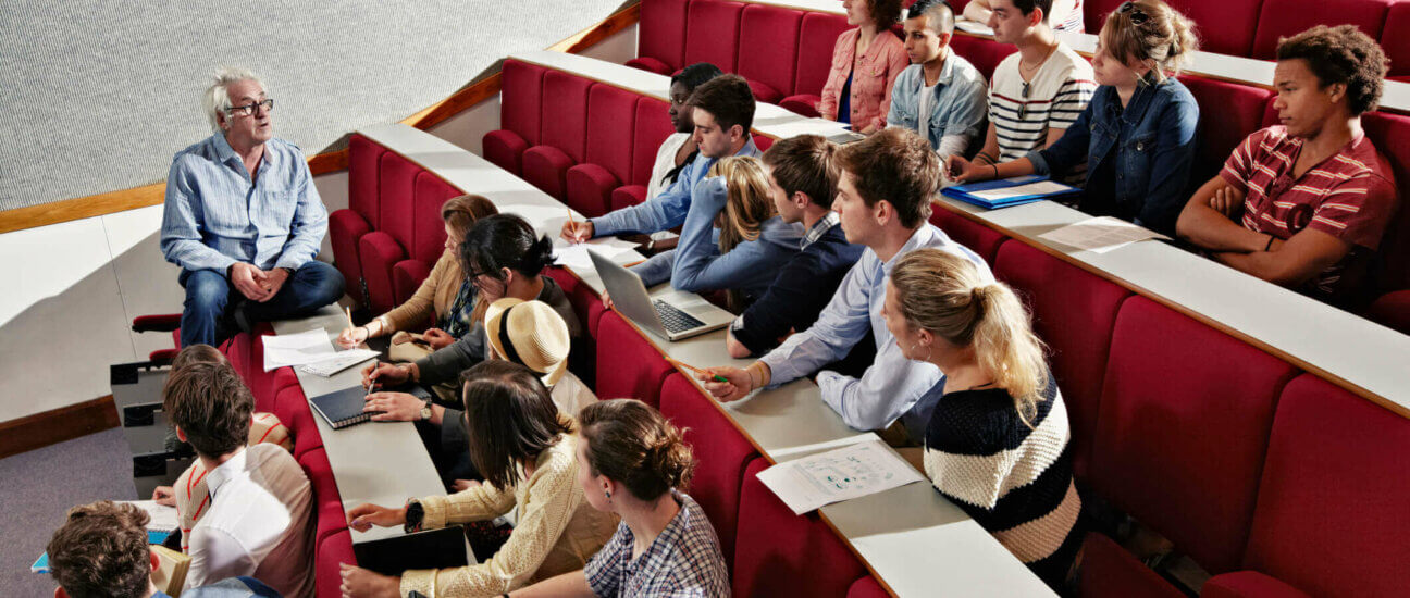 university students in a lecture hall
