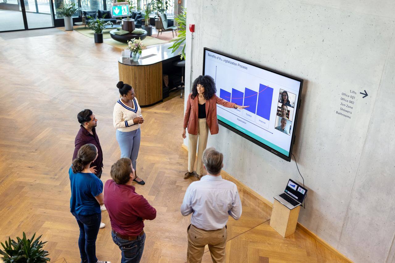 Workplace meeting utilizing the ActivPanel LX