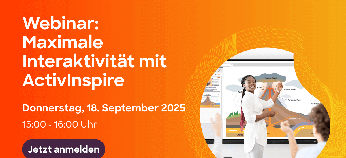 Webinar ActivInspire, oranger Hintergrund am 18.09.2025 15-16 Uhr