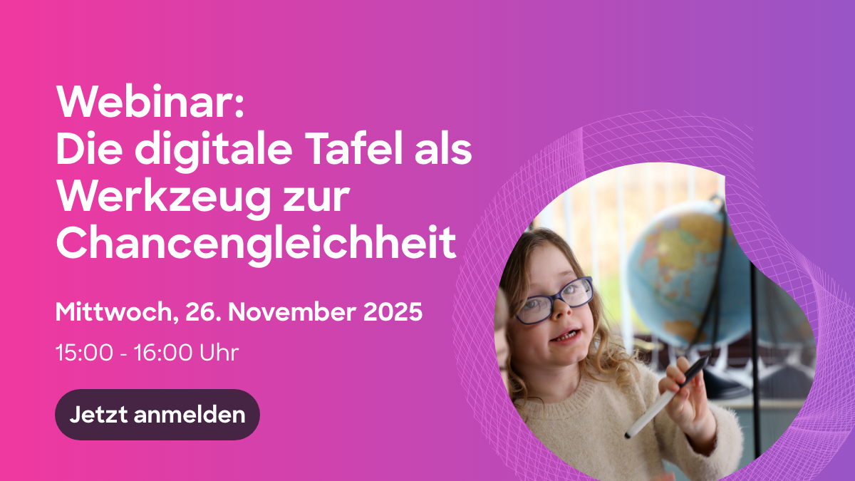 Webinar einladung die digitale Tafel als Werkzeug zur chancen gleichheit am 26.11.2025